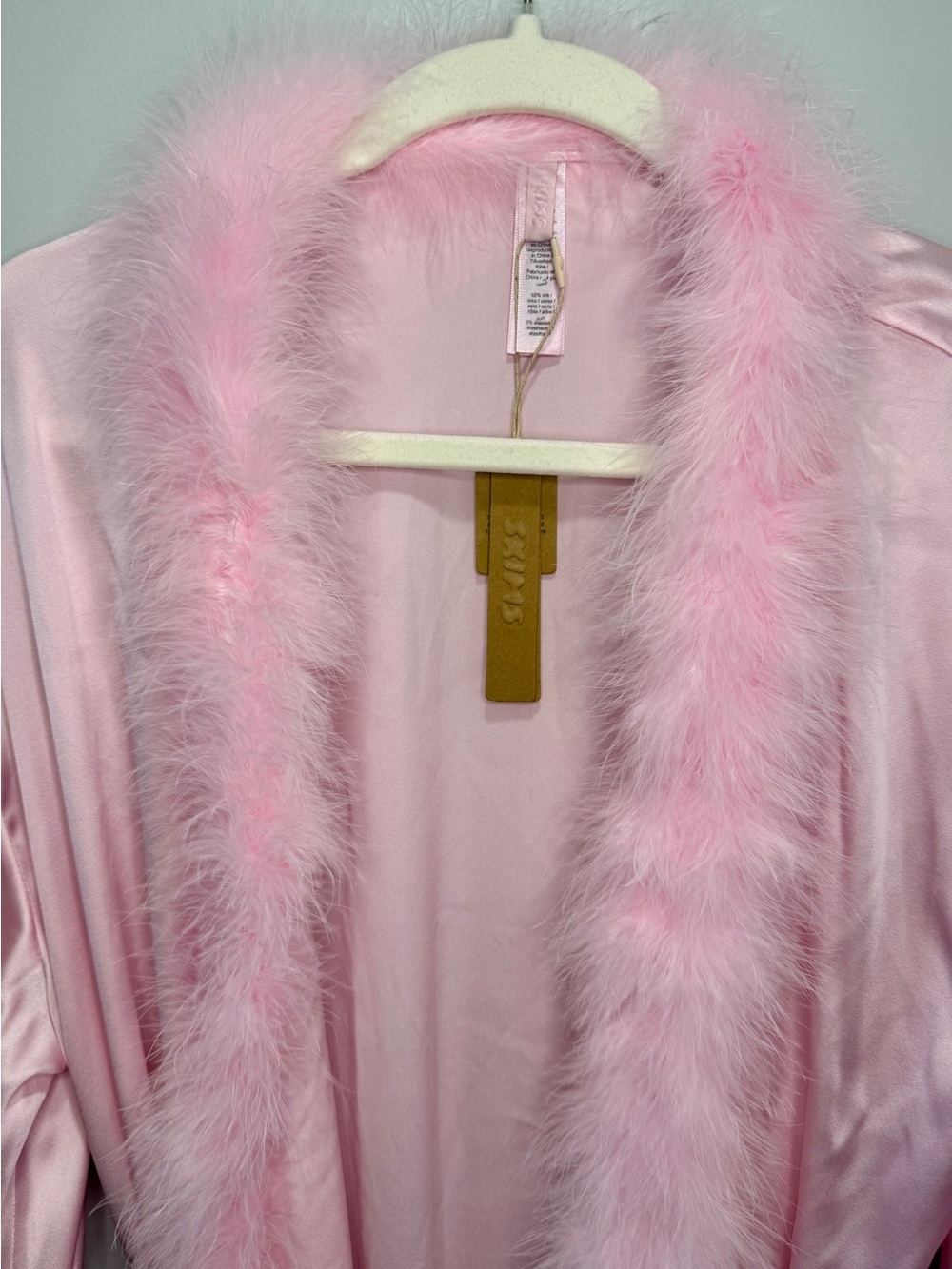 NWT Skims Silk feather trim long robe cherry blossom size s